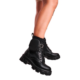 Joia Botas de operária femininas negras do exército com um rim preto