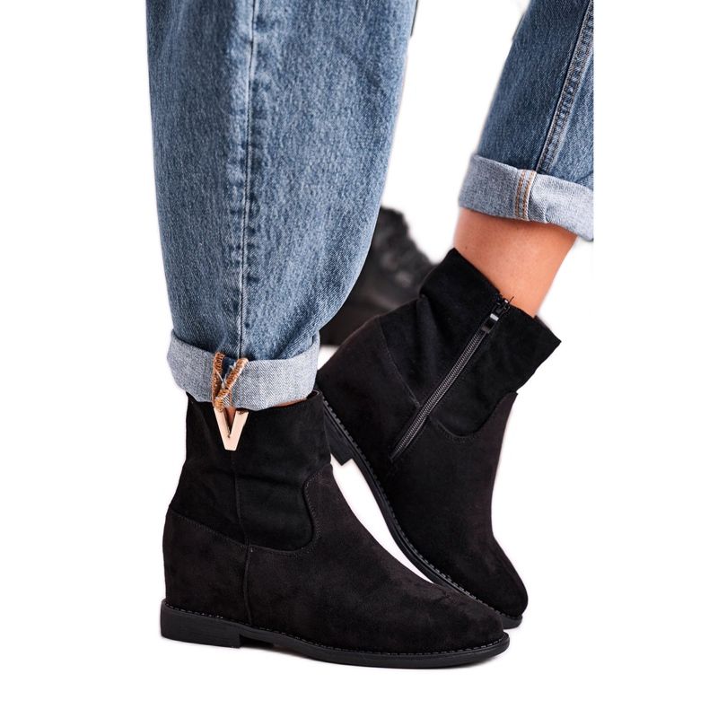 FG1 Botins femininos camurça preta Vanya preto