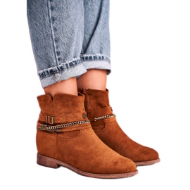 BUGO Botas em cunha com corrente de camurça marrom Eliza amarelo