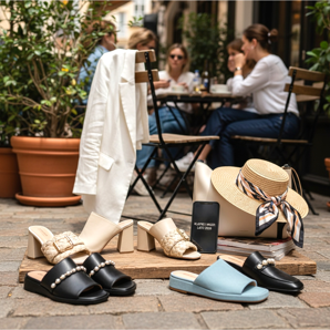 Chinelos e mulas - calçados da moda para casa e cidade para o verão de 2026