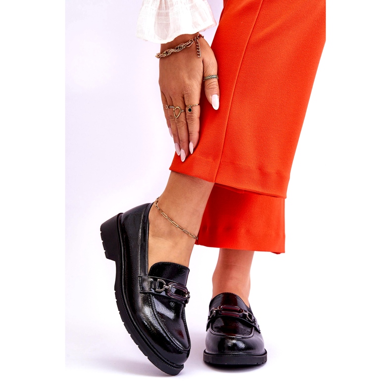 S.Barski Mocassins Laqueados com Decoração Maura Preta preto 1