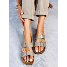 Chinelos Alexa Gold Glitter Cork dourado 1