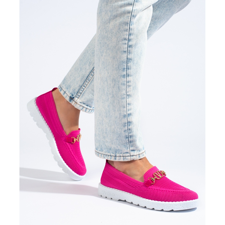 Mocassins têxteis femininos Shelovet fúcsia rosa 1
