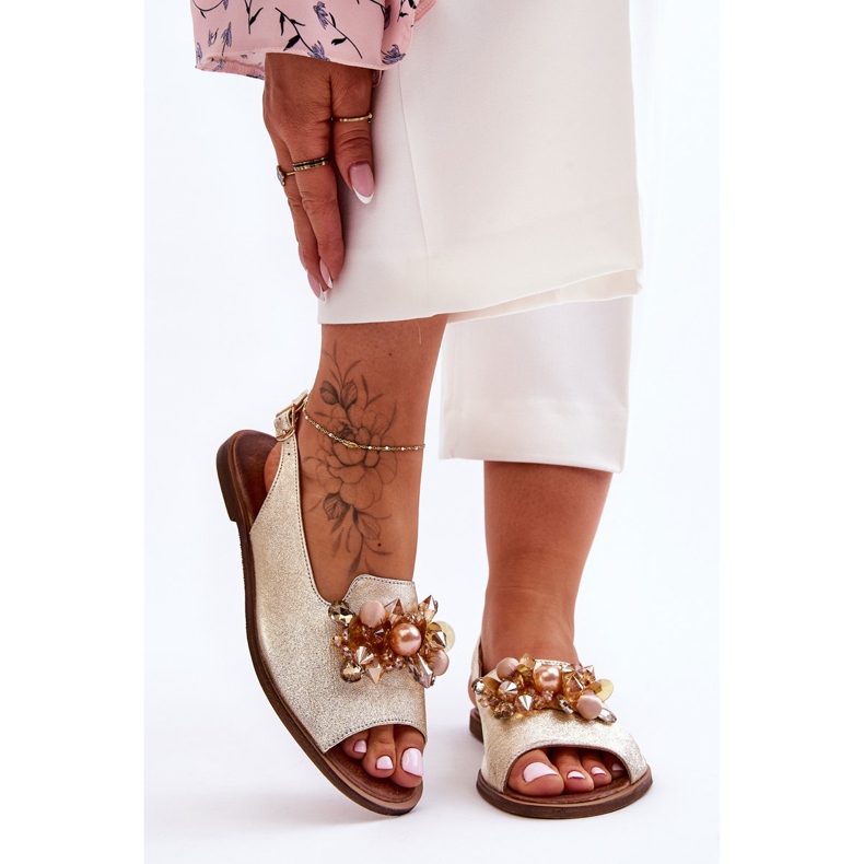 Sandália rasa Nicole 2805/064 Dourada dourado 1