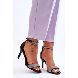 Sandálias femininas de salto alto com jatos preto perfeito 1