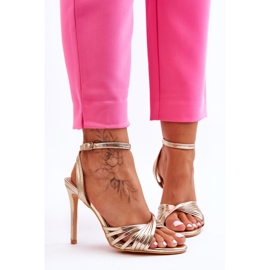 Sandália feminina de salto alto My Darling dourada dourado 1