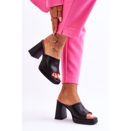 Chinelos de couro de salto alto Black Livesa preto 1