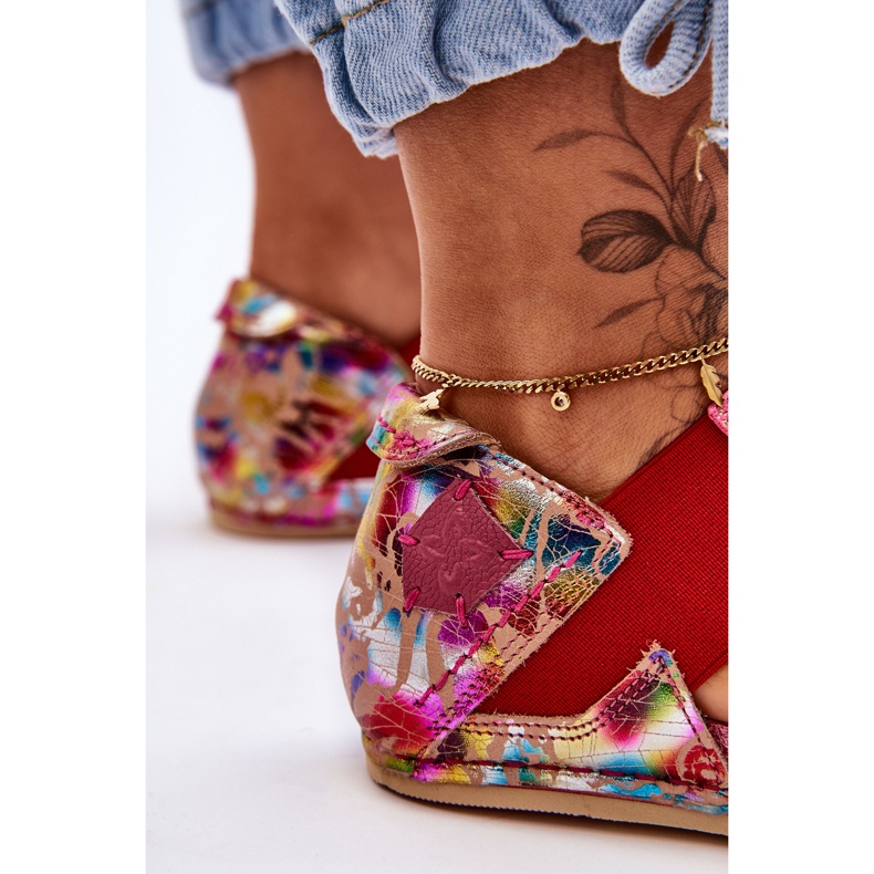 Sandália de couro com debrum Maciejka 03375-44 rosa 2