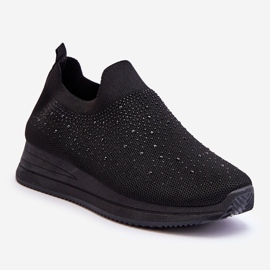 WR1 Tênis feminino sem cadarço com strass preto Gianni 1