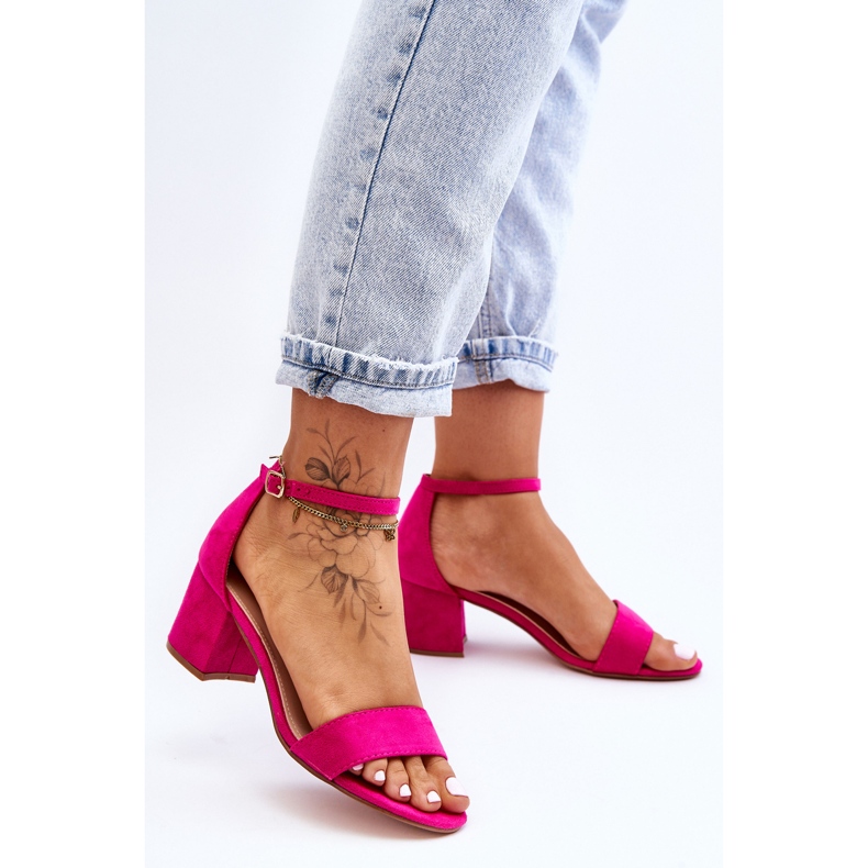 Sandálias clássicas de camurça lua de mel fúcsia salto baixo rosa 1 Sandálias clássicas de camurça lua de mel fúcsia salto baixo rosa 1