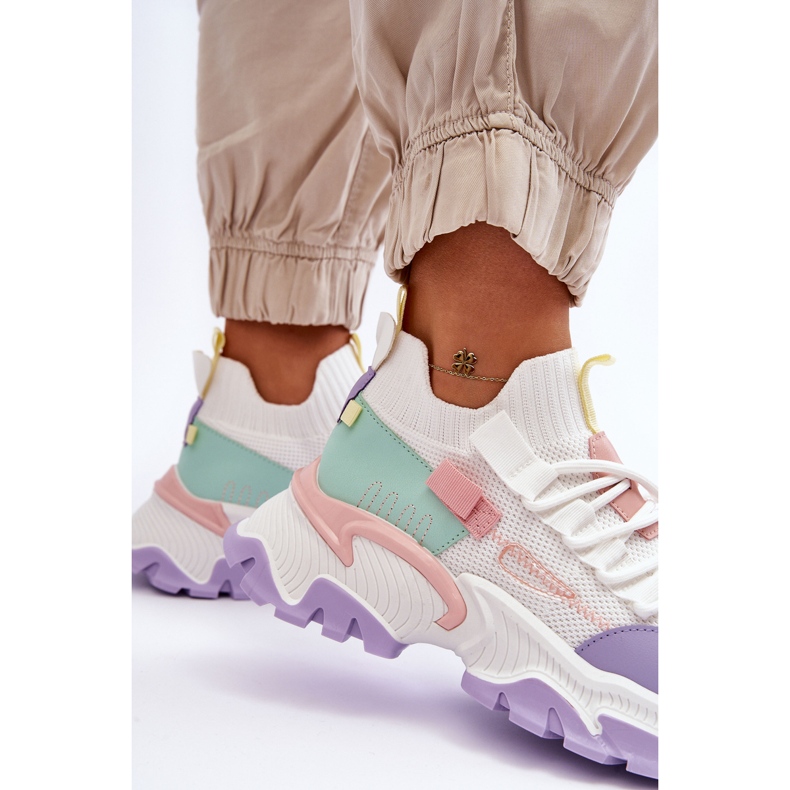 PS1 Tênis feminino sem cadarço branco/roxo Keaton 2