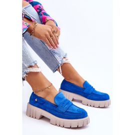 Sapato sem cadarço feminino de camurça azul Fiorell 1