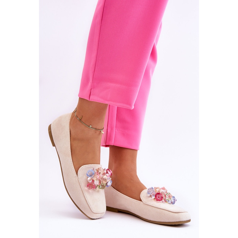 PS1 Mocassins de camurça com cristais decorativos bege Arvilla 1