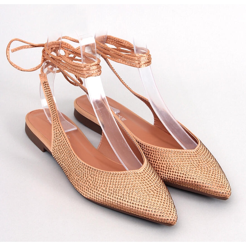 Sabrinas de salto aberto de strass por Vonda Champagne dourado 1