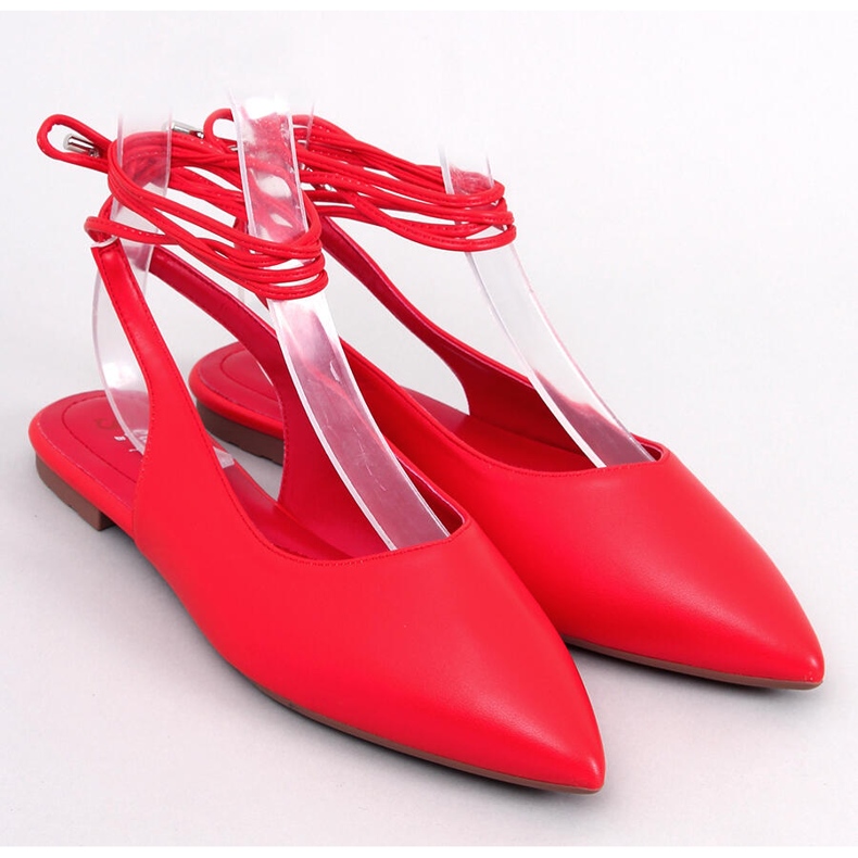 Sapatilha de salto aberto Jody Red com cadarço vermelho 1