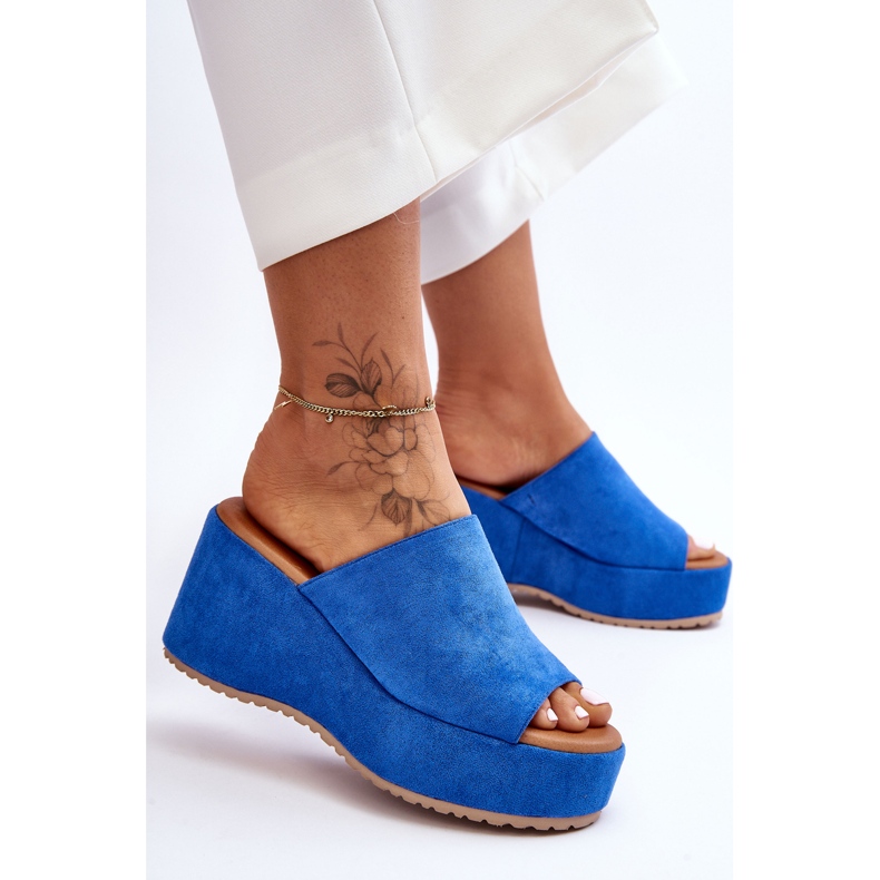 Chinelos femininos Blue Martina Chunky Platform azul 2