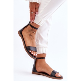 Sandália plana de couro preto Millou com zíper 2