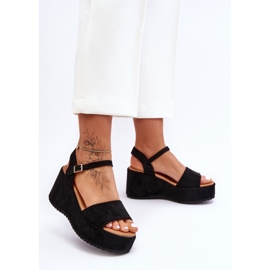 Sandálias femininas de camurça com cunha preta Lydia preto 1