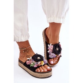 Chinelos Material Com Flores Preto Nessa 1