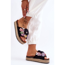 Chinelos Material Com Flores Preto Nessa 2