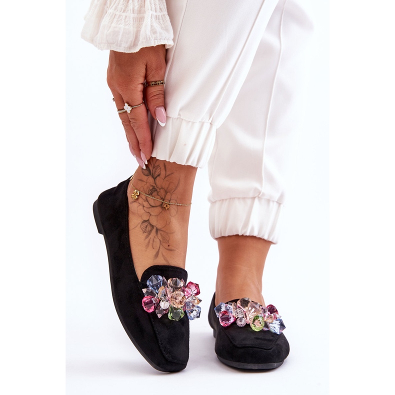 PS1 Mocassim preto de camurça Arvilla com cristais ornamentados 1