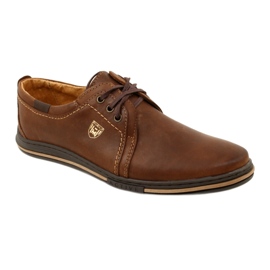 Polbut Sapatos masculinos de couro 343 DK.Camel marrom 1