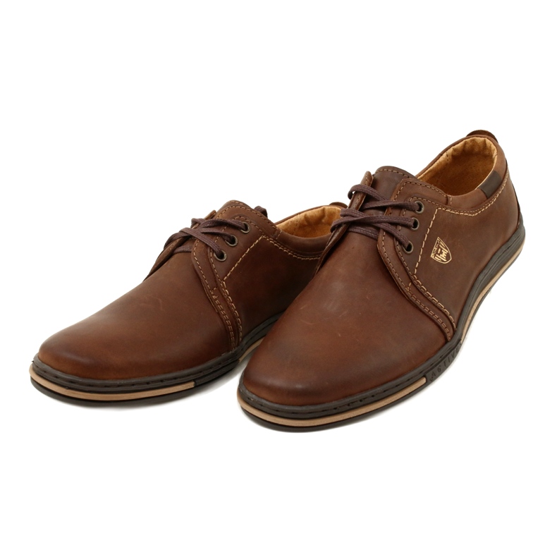 Polbut Sapatos masculinos de couro 343 DK.Camel castanho 2