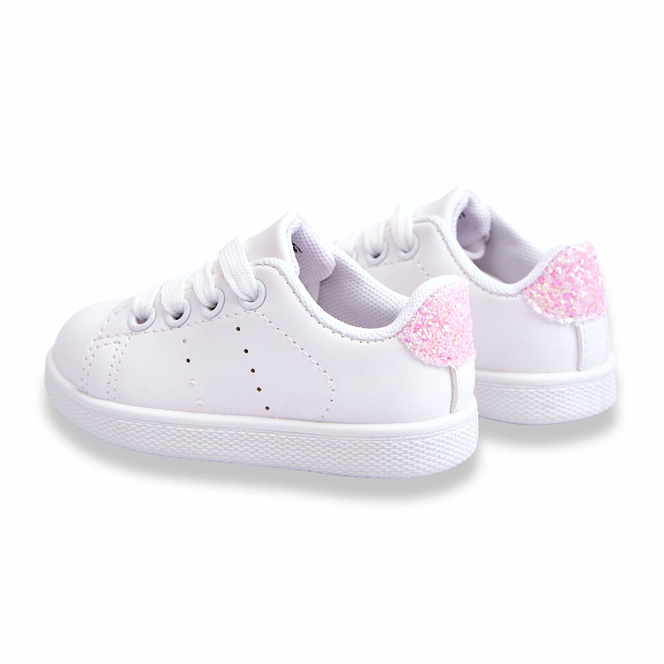 Sapatos esportivos de rosa branca de meninas branco 2