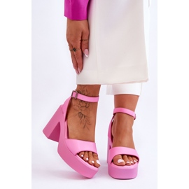 Sandálias da moda com salto maciço rosa Karmine 1
