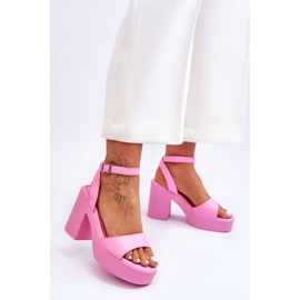 Sandálias da moda com salto maciço rosa Karmine 2