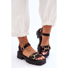 Sandálias femininas de couro Emori com aplicações de couro Emori preto 2