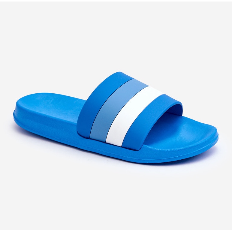 Chinelos femininos listrados Blue Vision azul 1