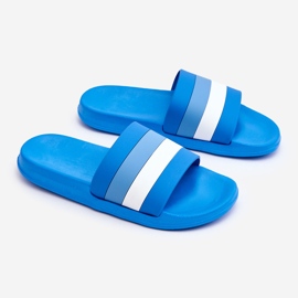 Chinelos femininos listrados Blue Vision azul 2