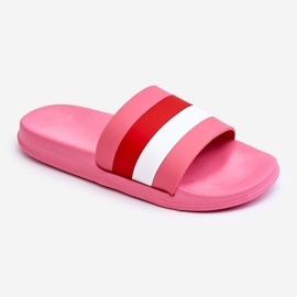 Chinelos femininos listrados Vision rosa escuro 1