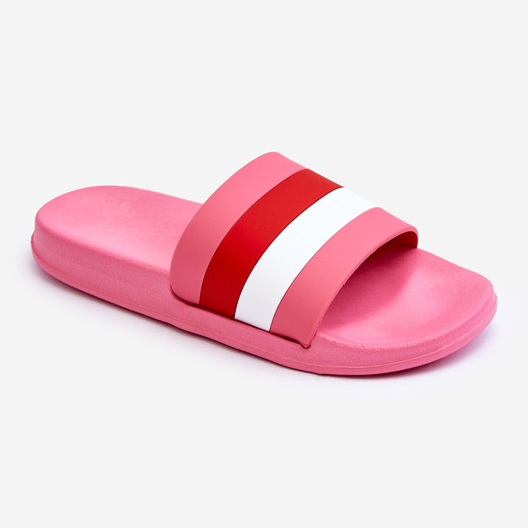 Chinelos femininos listrados Vision rosa escuro 1