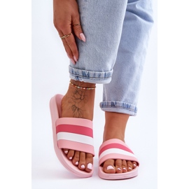 Chinelos listrados femininos rosa Vision 1