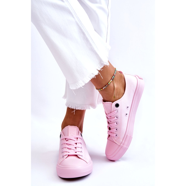 Tênis feminino clássico baixo Big Star LL274022 rosa claro 3