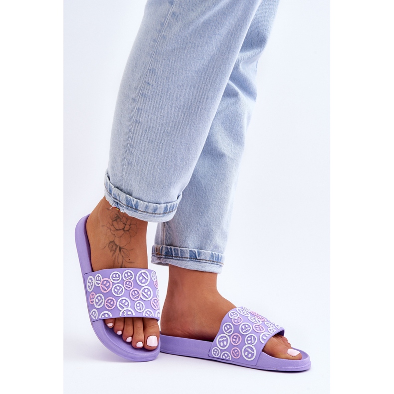 Chinelos femininos com emoticons Purple Cosette roxo 1