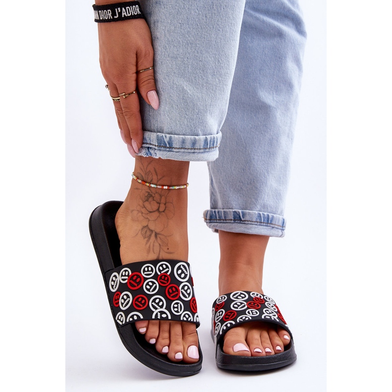 Chinelos Femininos Com Emoticons Cosette Preto 2