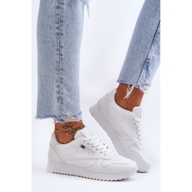 PM1 Sapatos esportivos de plataforma de couro Merida branco com cadarço 1