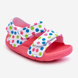 Sandália infantil de espuma com estampa leve rosa e branco Málaga 1 Sandália infantil de espuma com estampa leve rosa e branco Málaga 1