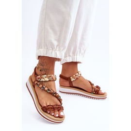 Sandálias de cunha femininas confortáveis ​​Marrom Jodie 2