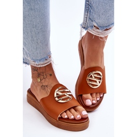 Chinelos femininos Camel Secrets enfeitados castanho 1