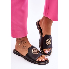 Sandálias femininas clássicas de salto baixo preto Larotte 1