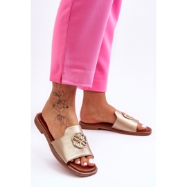 Sandálias femininas clássicas de salto baixo Larotte dourada dourado 1