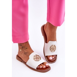 Chinelos femininos clássicos de salto baixo Larotte branco 1