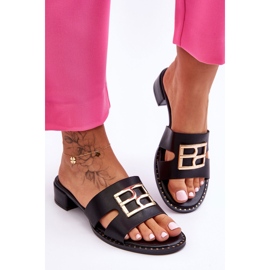 PG1 Chinelos femininos elegantes com decoração preta Atlantis preto 1