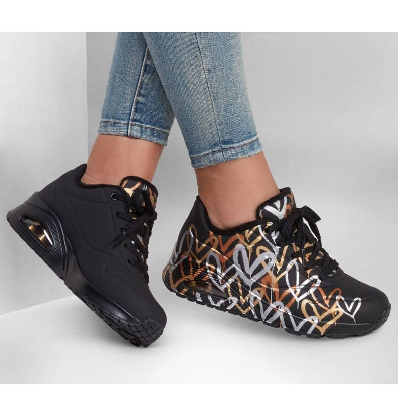 Sapatos Skechers Uno Metallic Love W 155523/BKGD preto 1