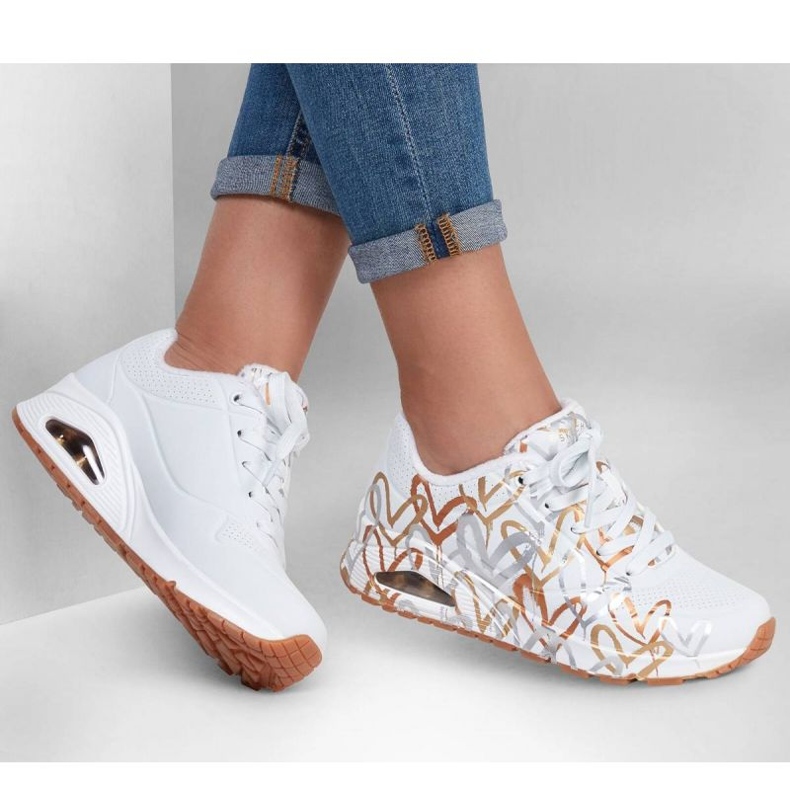 Sapatos Skechers Uno Metallic Love W 155523/WTGD branco 1 Sapatos Skechers Uno Metallic Love W 155523/WTGD branco 1