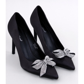 Alfinetes de cetim com laço da Trini Black preto 1
